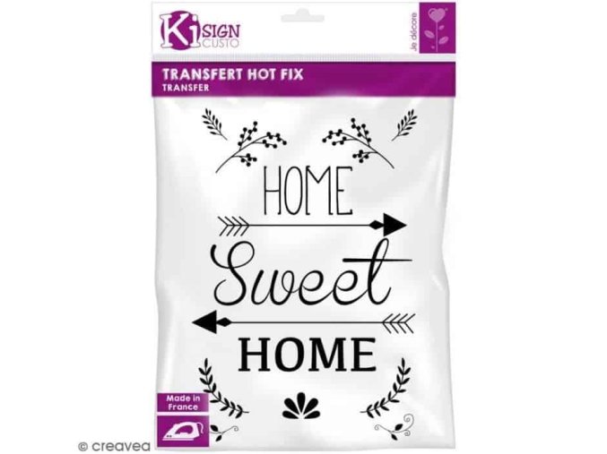 Samolepka na textil, zažehlovací, 19x28 cm, motiv HOME, SWEET HOME, černá