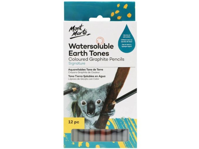 Mont Marte sada akvarelových barevných grafitových tužek,12ks,papír. obal