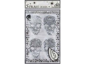 Samolepka na textil zažehlovací štrasová TETES DE MORT crystal- lebky krystal