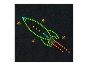 Samolepka na textil zažehlovací štrasová FUSEE- raketa