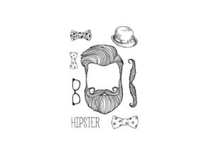 Samolepka na textil, zažehlovací, 19x28 cm, motiv HIPSTER