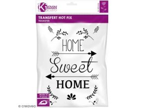 Samolepka na textil, zažehlovací, 19x28 cm, motiv HOME, SWEET HOME, černá