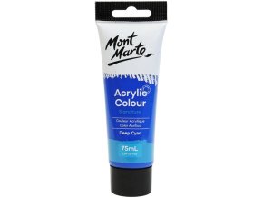 Mont Marte  akrylová barva,75ml, tm. modrá (Deep Cyan Blue), tuba