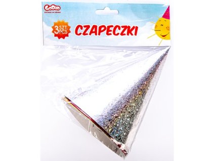 Párty čepice hologram mix barev, 3 ks