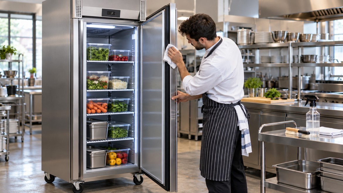 Údržba gastro lednice: čištění kondenzátoru a kontrola těsnění
