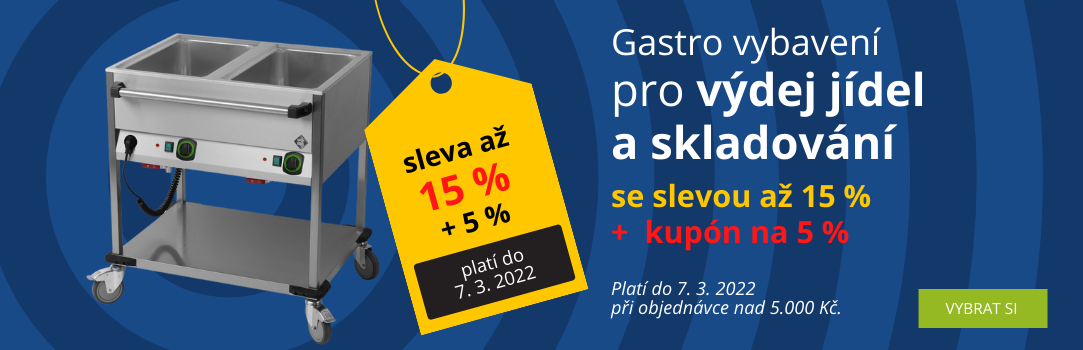 Ušetřete až 20 % na vybavení pro výdej jídel a skladování