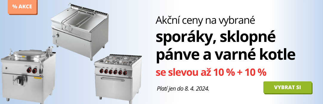Využijte slevu až 20 % na sporáky, sklopné pánve a varné kotle