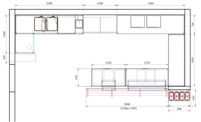 3D náhled gastro provozu