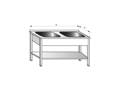 SMD SP stůl mycí dvoudřez s policí