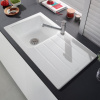 villeroy boch architectura 50 built in sink with draining board and basket strainer w 86 d 51 cm white alpine position borehole 2 vb 335001 kg r1 0