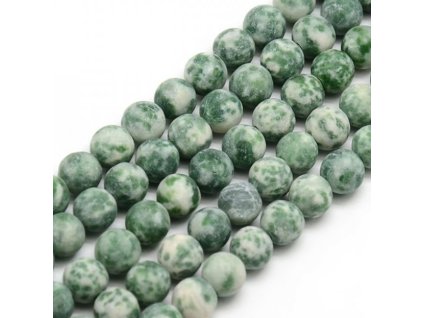 Jaspis zelený frost 8 mm (návlek 44 - 46 korálků)