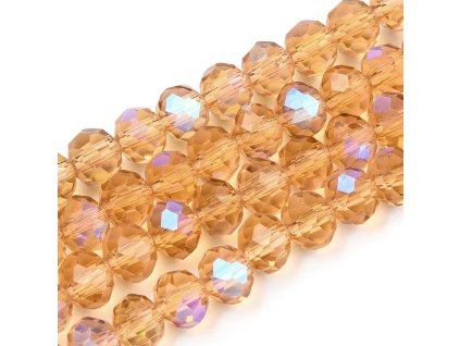 Skleněné fasetované korálky 8 x 6 mm (návlek 60 - 63  korálků)