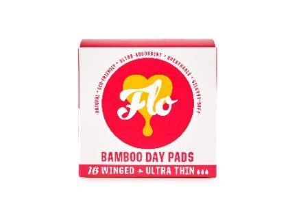 FLO Ultra tenké menstruační vložky z bio bambusu s křidélky, 16 ks denních
