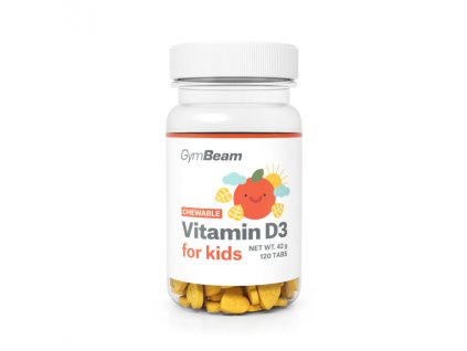GymBeam Vitamín D3, tablety na cucání pro děti, 120 tab.