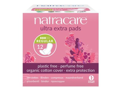 NATRACARE Menstruační vložky Ultra Extra REGULAR s křidélky 12 ks