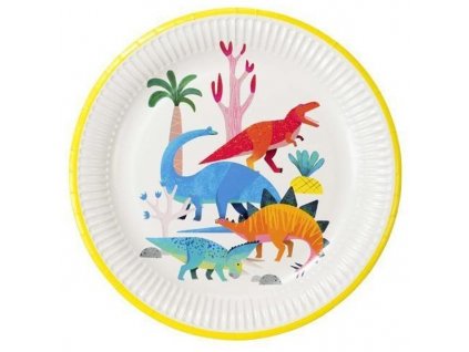 TALIRE papirove Dinosauri barevni 23cm 8ks 65DINOPLATE