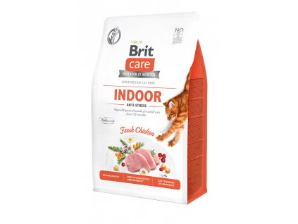 Brit Care Cat krmivo bez obilovin pro psychickou pohodu uvnitř žijících koček s kuřetem, 400 g