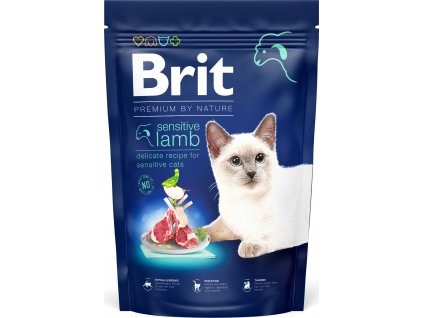 Brit Premium by Nature Cat krmivo pro citlivé kočky s jehněčím, 1,5kg