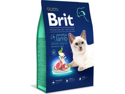 Brit Premium by Nature Cat krmivo pro citlivé kočky s jehněčím, 8 kg