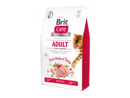 Brit Care Cat krmivo bez obilovin pro podporu fyzické aktivity dospělých koček s kuřetem a krocanem, 2 kg