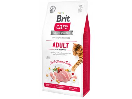Brit Care Cat krmivo bez obilovin pro podporu fyzické aktivity dospělých koček s kuřetem a krocanem, 7 kg