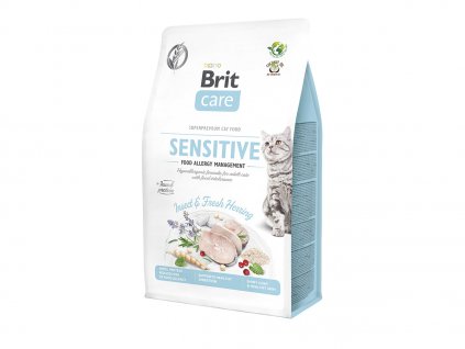 Brit Care Cat krmivo bez obilovin pro kočky s potravinovou alergií sleď a hmyz, 400 g