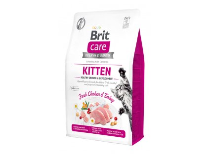 Brit Care Cat krmivo bez obilovin pro zdravý růst a vývoj koťat s kuřetem a krocanem, 2 kg