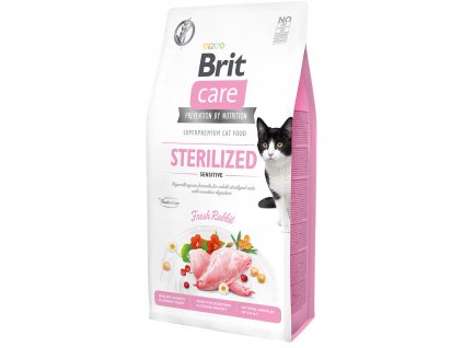 Brit Care Cat krmivo bez obilovin pro kastrované citlivé kočky s králíkem, 7 kg