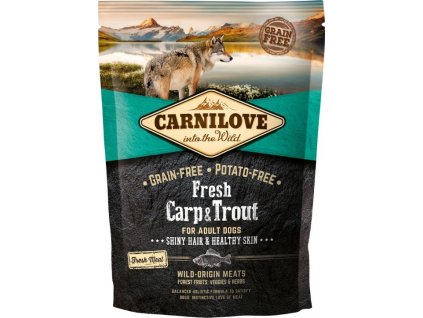 Carnilove Dog krmivo bez obilovin pro dospělé psy s kaprem, pstruhem a lososem, 1,5kg