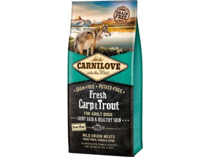Carnilove Dog krmivo bez obilovin pro dospělé psy s kaprem, pstruhem a lososem, 12 kg