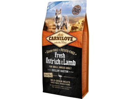 Carnilove Dog krmivo bez obilovin pro dospělé psy malých plemen s pštrosím a jehněčím, 6 kg