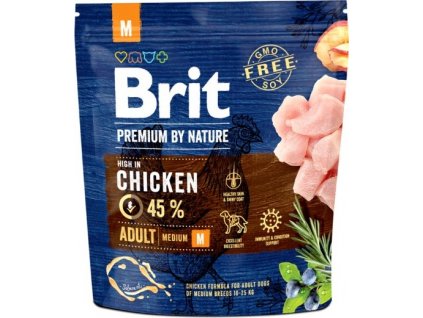 Brit Premium by Nature krmivo pro dospělé psy středních a velkých plemen s kuřetem, 1 kg
