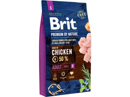 Brit Premium by Nature krmivo pro dospělé psy malých plemen s kuřetem, 8 kg