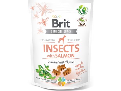 Brit Care Dog Crunchy Cracker křupavé pamlsky pro psy s hmyzem, lososem a tymiánem, 200 g
