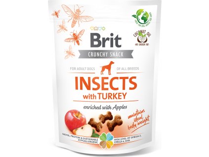 Brit Care Dog Crunchy Cracker křupavé pamlsky pro psy s hmyzem, krůtou a jablky, 200 g