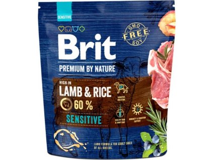 Brit Premium by Nature krmivo pro citlivé psy s jehněčím, 1 kg