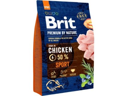 Brit Premium by Nature krmivo pro aktivní psy s vysokým výdejem energie s kuřetem, 3 kg