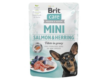 Brit Care kapsička pro dospělé psy malých plemen losos a herinek ve šťávě, 85 g