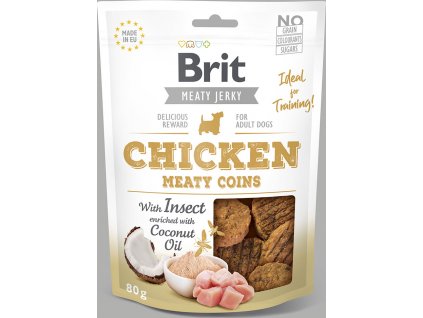 Brit Jerky sušené masové pamlsky s hmyzem a kuřetem, 80 g