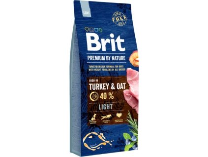 Brit Premium by Nature krmivo pro regulaci váhy u psů krůta s ovsem, 15 kg