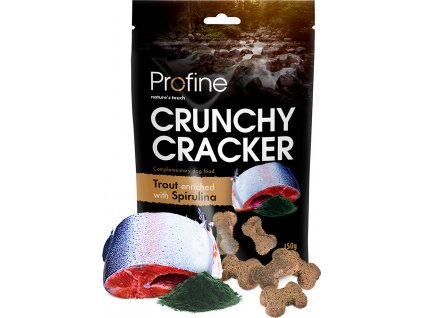 Profine Dog Crunchy Cracker křupavé pamlsky pro psy se pstruhem a pirulinou, 150 g