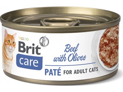 Brit Care Cat Konzerva pro kočky paté s hovězím a olivami, 70 g