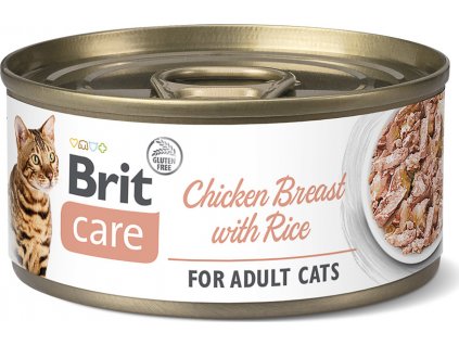 Brit Care Cat Konzerva pro kočky paté kuřecí prsa s rýží, 70 g