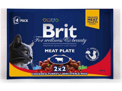 Brit Premium Cat Kapsičky pro kočky MASOVÝ MIX (krocan/kuře, hovězí/hrášek) 2x2, 400 g
