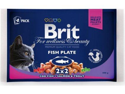 Brit Premium Cat Kapsičky pro kočky RYBÍ MIX (treska, losos/pstruh) 2x2, 400 g
