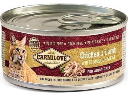 Carnilove WMM Konzerva bez obilovin pro dospělé kočky kuřecí a jehněčí, 100 g