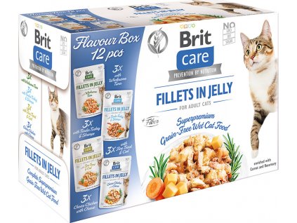 Brit Care Cat Kapsička pro kočky filety v želé MULTIPACK 4x3 ks, 1020 g