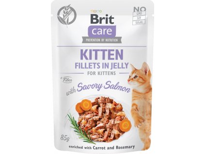 Brit Care Cat Kapsička pro koťata filety z lososa v želé, 85 g