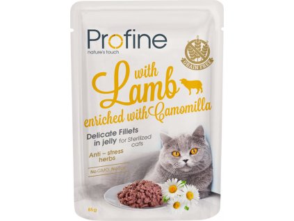 Profine sterilized cat Kapsička pro kastrované kočky jehněčí filety v želé s heřmánkem, 85 g