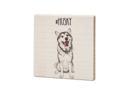 Dřevěný podtácek - Husky